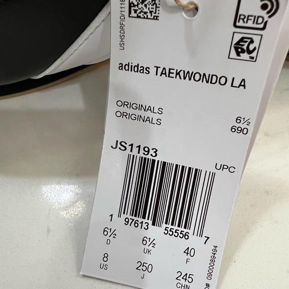 adidas Women's Black Sneakers with White Stripes - Picture 12 of 13